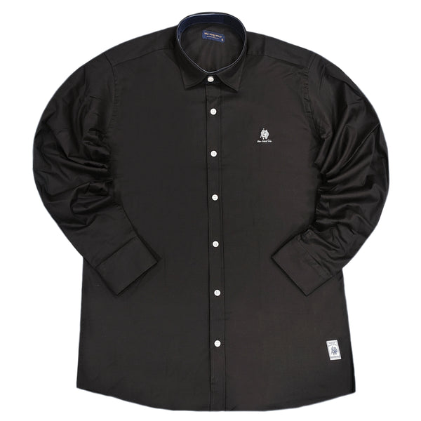 Ανδρικό πουκάμισο New World Polo - POLO-3003 - classic button-up shirt μαύρο