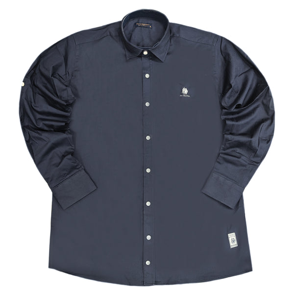Ανδρικό πουκάμισο New World Polo - POLO-3003 - classic button-up shirt σκούρο μπλε