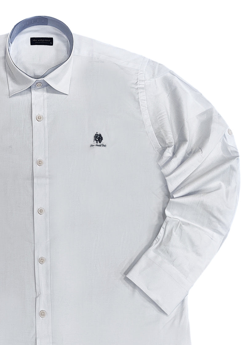 Ανδρικό πουκάμισο New World Polo - POLO-3003 - classic button-up shirt λευκό