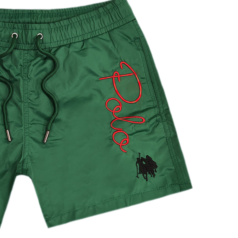 Ανδρικό μαγιό New World Polo - POLO 15504 - logo swim shorts πράσινο