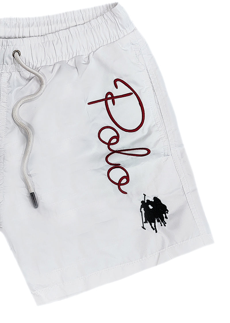 Ανδρικό μαγιό New World Polo - POLO 15504 - logo swim shorts λευκό