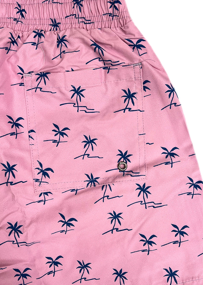 Ανδρικό μαγιό New World Polo - POLO 7007 - palm trees swim shorts pink