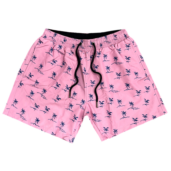 Ανδρικό μαγιό New World Polo - POLO 7007 - palm trees swim shorts pink