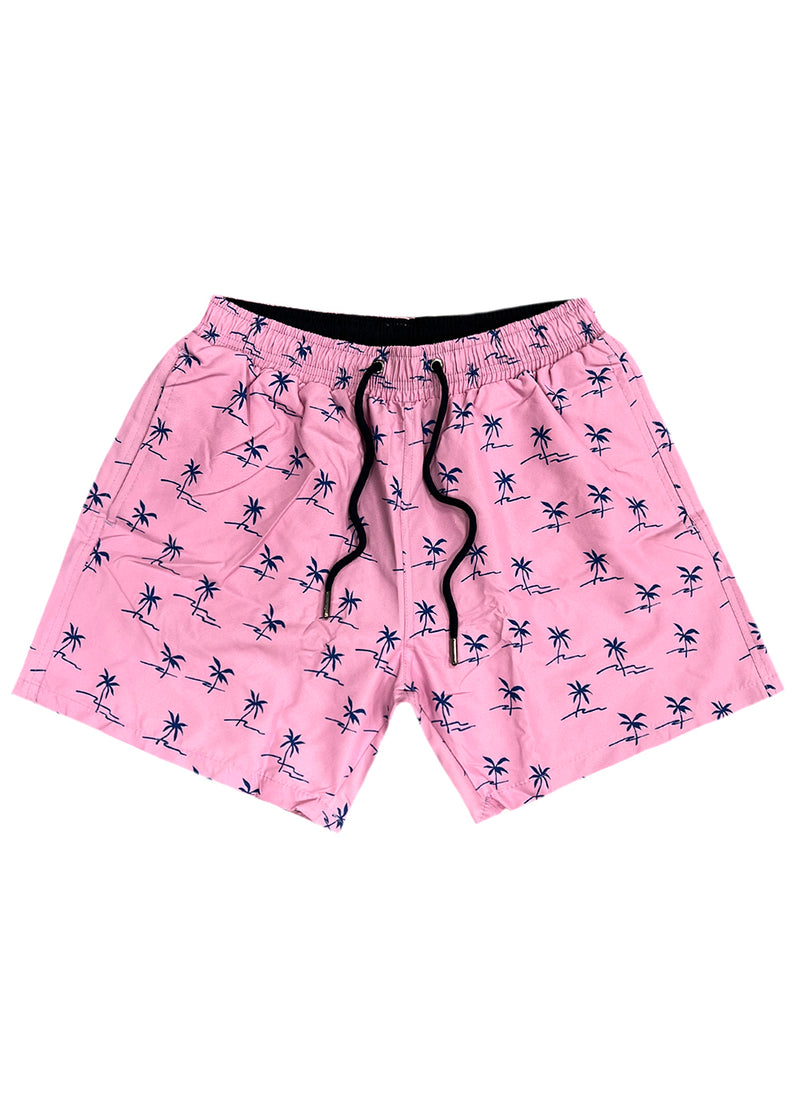 Ανδρικό μαγιό New World Polo - POLO 7007 - palm trees swim shorts pink