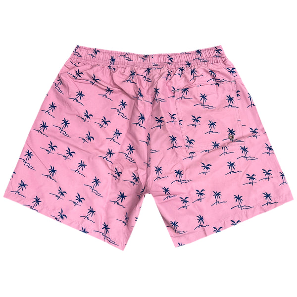 Ανδρικό μαγιό New World Polo - POLO 7007 - palm trees swim shorts pink