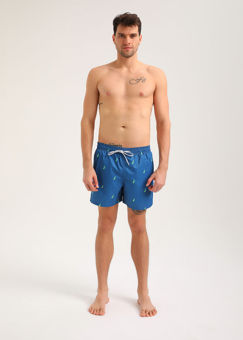 Ανδρικό μαγιό New World Polo - POLO 7015 - green boat swim shorts μπλε