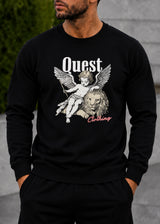 QUEST CLOTHING - Ανδρικό φούτερ sweatshirt regular fit- Μαύρο QCS-100