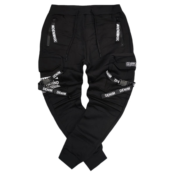 Gang - QS9973-1 - techwear cargo sweatpants - black