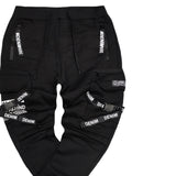 Gang - QS9973-1 - techwear cargo sweatpants - black