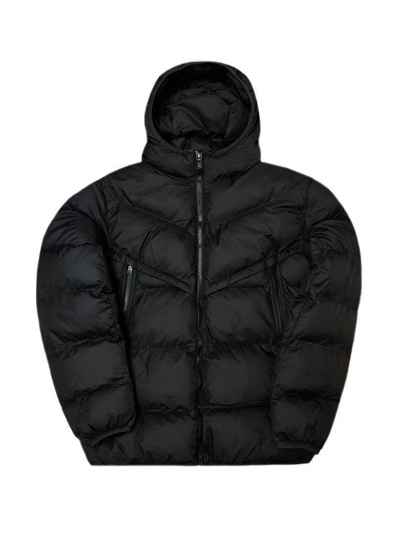 Ανδρικό μπουφάν με κουκούλα GUF-R2013-puffer μαύρο