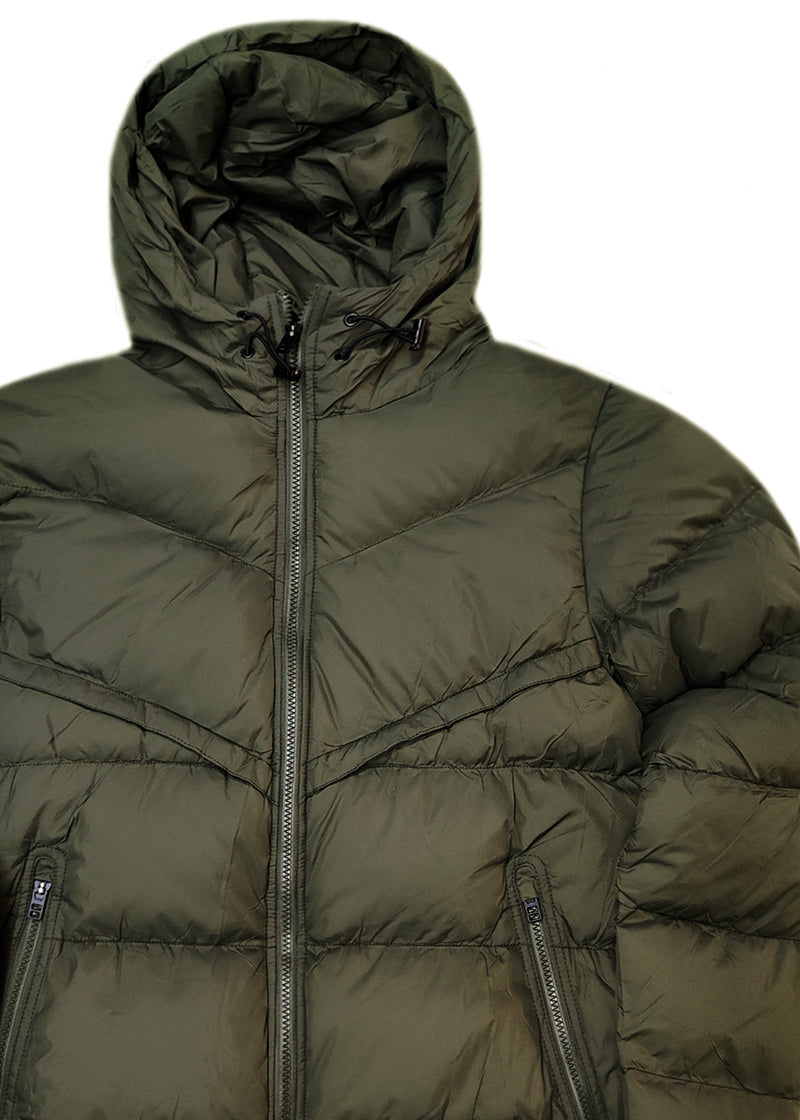 Ανδρικό μπουφάν με κουκούλα GUF-R2019-puffer χακί