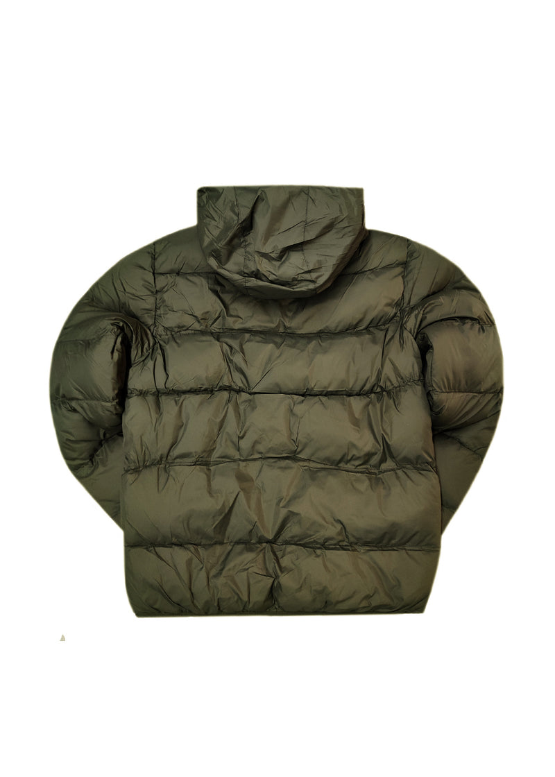 Ανδρικό μπουφάν με κουκούλα GUF-R2019-puffer χακί
