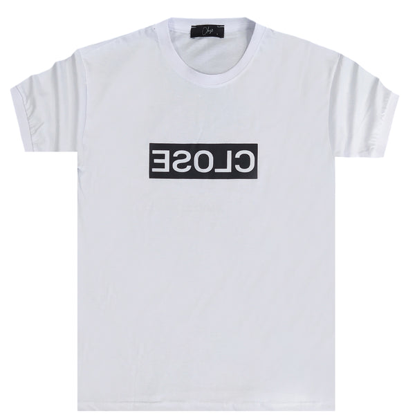 Close society - S23-232 - black letters logo tee - white