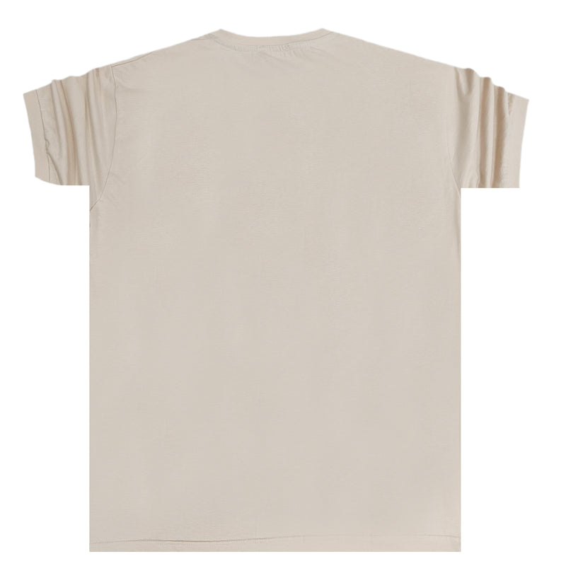 Clvse society - S23-287 - red lettering logo tee - beige
