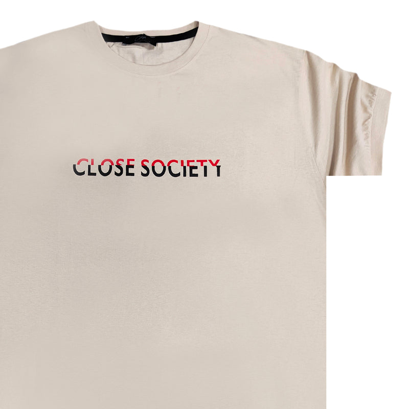 Clvse society - S23-287 - red lettering logo tee - beige