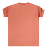 Ανδρική κοντομάνικη μπλούζα Close society - S23-300 - glossy logo κοραλί