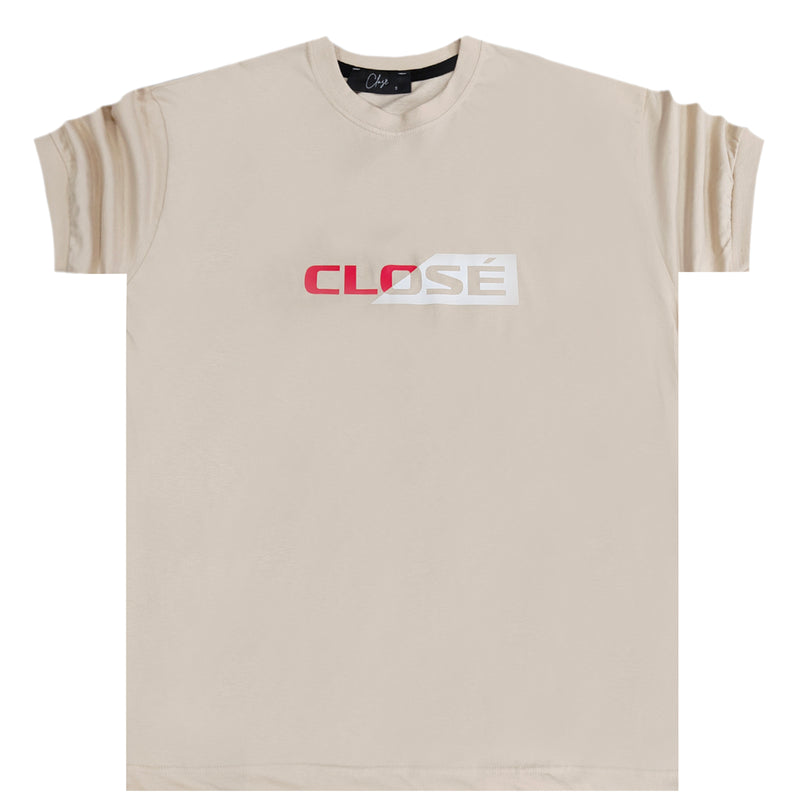 Clvse society - S23-297 - red half white logo tee - beige