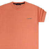 Ανδρική κοντομάνικη μπλούζα Close society - S23-300 - glossy logo κοραλί
