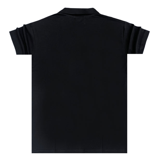 Ανδρική κοντομάνικη μπλούζα Close society - S23-301 - simple logo polo μαύρο