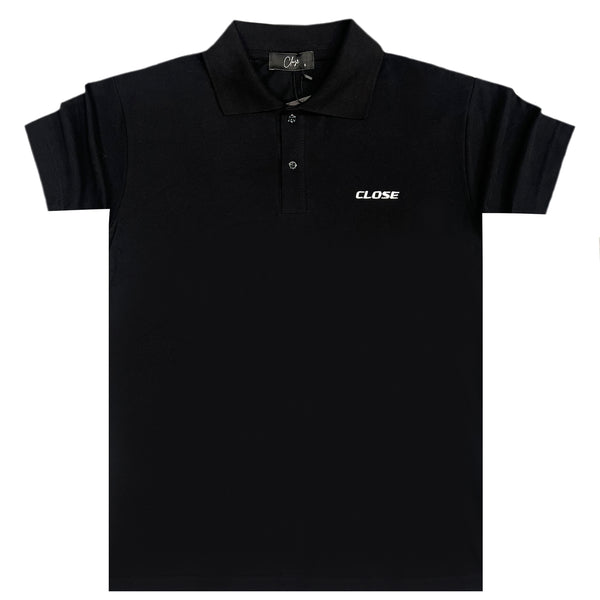 Ανδρική κοντομάνικη μπλούζα Close society - S23-301 - simple logo polo μαύρο