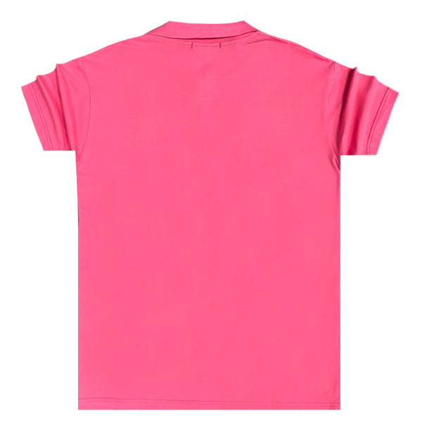 Ανδρική κοντομάνικη μπλούζα Close society - S23-301 - simple logo polo ροζ