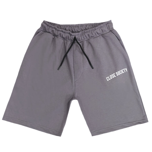 Clvse society - s23-352 - simple logo shorts - grey