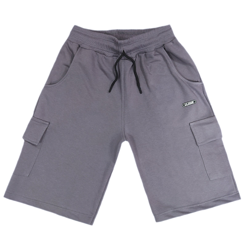 Clvse society - s23-362 - rounded logo cargo shorts - grey