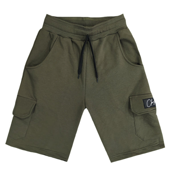 Close society - s23-370 - classic logo cargo shorts - khaki