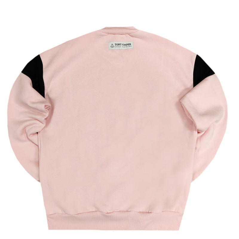 Tony couper - S23/17 - diamond crewneck black top - pink