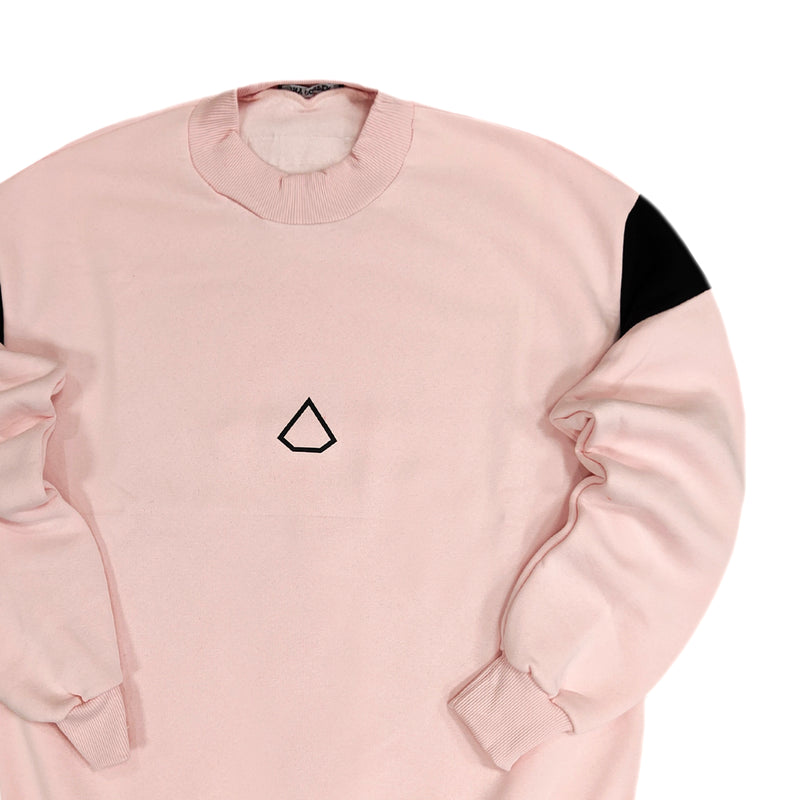 Tony couper - S23/17 - diamond crewneck black top - pink