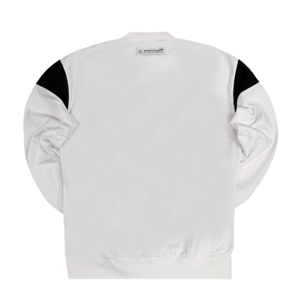 Tony couper - S23/19 - diamond crewneck black top - white