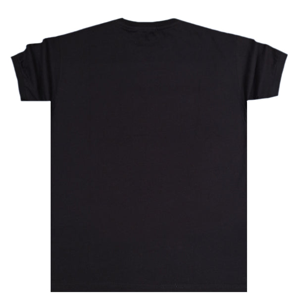 Ανδρική κοντομάνικη μπλούζα Close society - S24-218 - calligraphy logo μαύρο