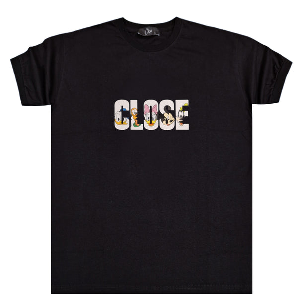Κοντομάνικη μπλούζα Close society - S24-201 - d. characters logo μαύρο