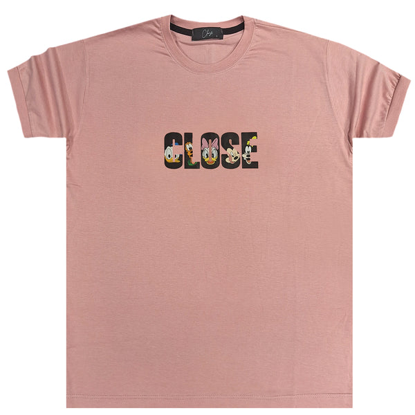 Κοντομάνικη μπλούζα Close society - S24-201 - d. characters logo ροζ