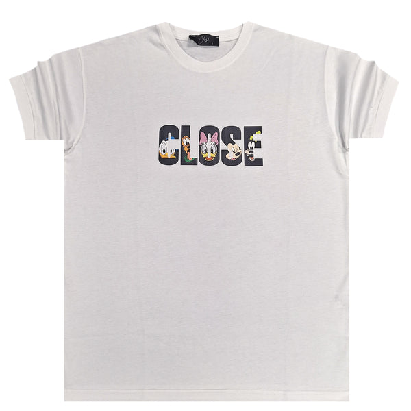 Κοντομάνικη μπλούζα Close society - S24-201 - d. characters logo λευκό