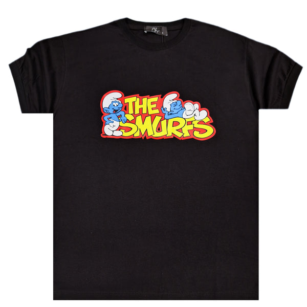 Κοντομάνικη μπλούζα Close society - S24-204 - smurfs logo μαύρο