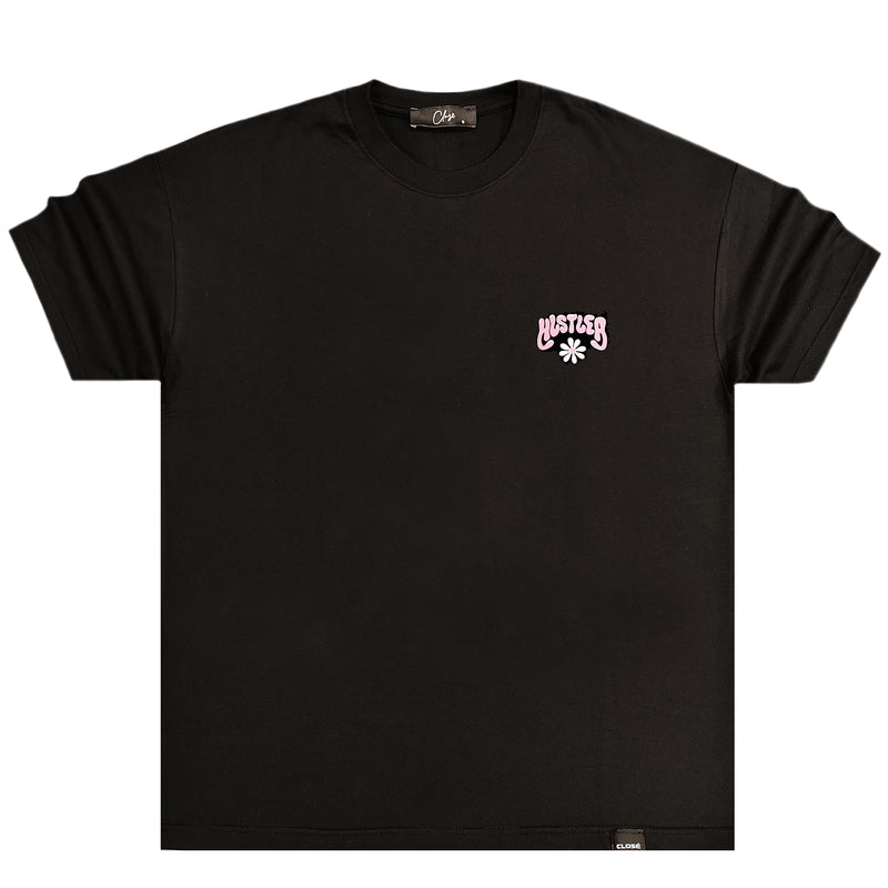 Κοντομάνικη μπλούζα Close society - S24-206 - hustler OVERSIZED fit μαύρο