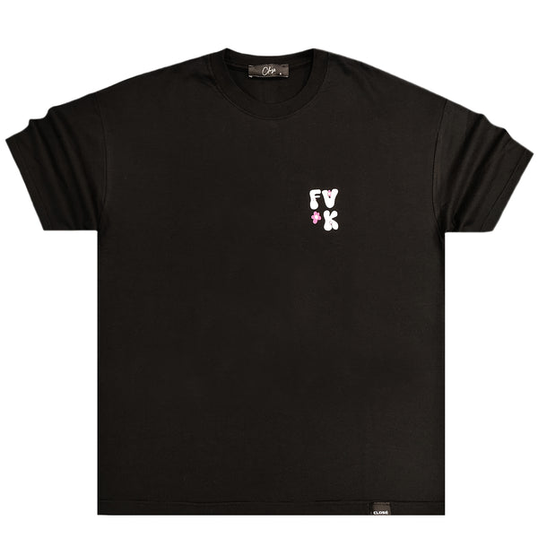 Κοντομάνικη μπλούζα Close society - S24-208 - fu*k logo OVERSIZED fit μαύρο