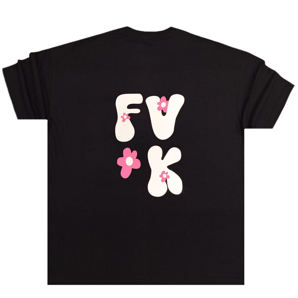 Κοντομάνικη μπλούζα Close society - S24-208 - fu*k logo OVERSIZED fit μαύρο