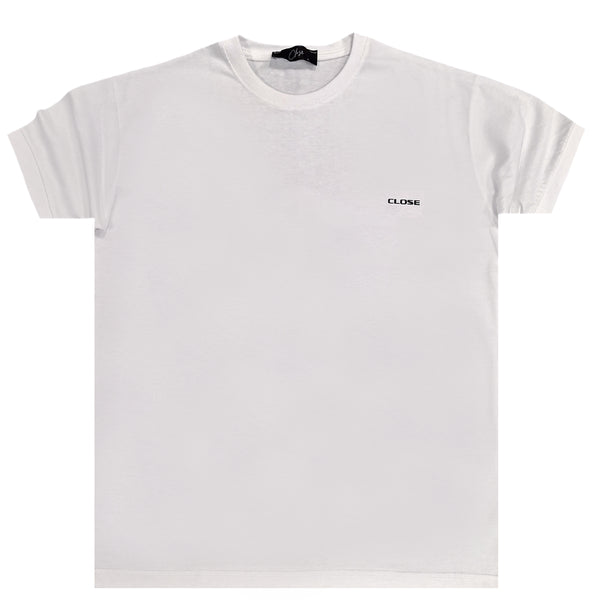 Κοντομάνικη μπλούζα Close society - S24-210 - m&m logo λευκό