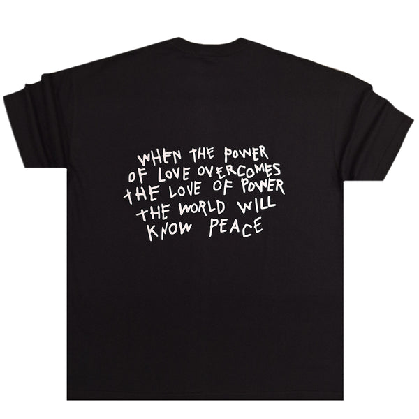 Κοντομάνικη μπλούζα Close society - S24-212 - power of love OVERSIZED fit μαύρο