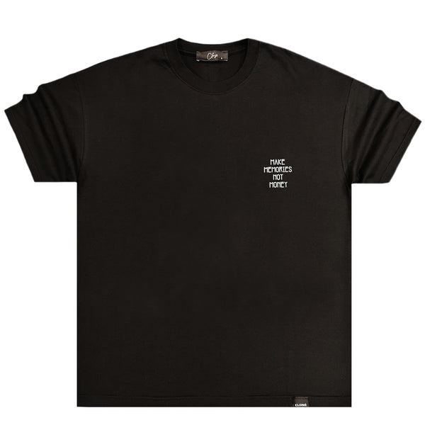 Κοντομάνικη μπλούζα Close society - S24-217 - make memories OVERSIZED fit μαύρο
