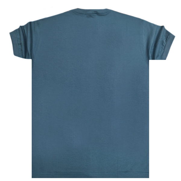 Ανδρική κοντομάνικη μπλούζα Close society - S24-220 - plastic logo πετρόλ