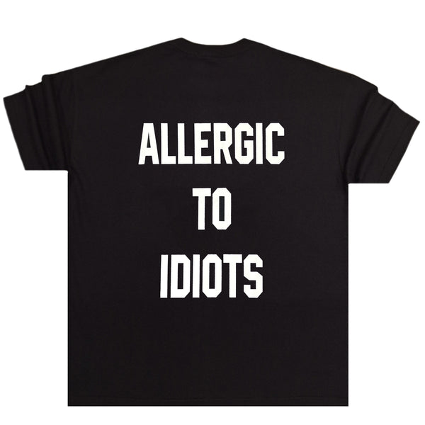 Κοντομάνικη μπλούζα Close society - S24-225 - oversized fit allergic to idiots logo μαύρο