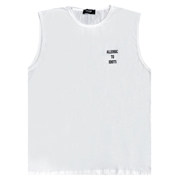 Αμάνικη Μπλούζα Close society - S24-802 - allergic to idiots sleeveless tee λευκό