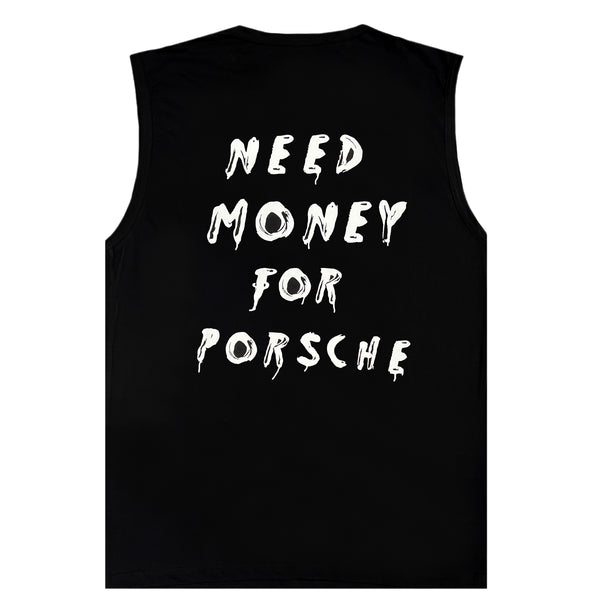 Αμάνικη Μπλούζα Close society - S24-803 - need money for porsche sleeveless tee μαύρο