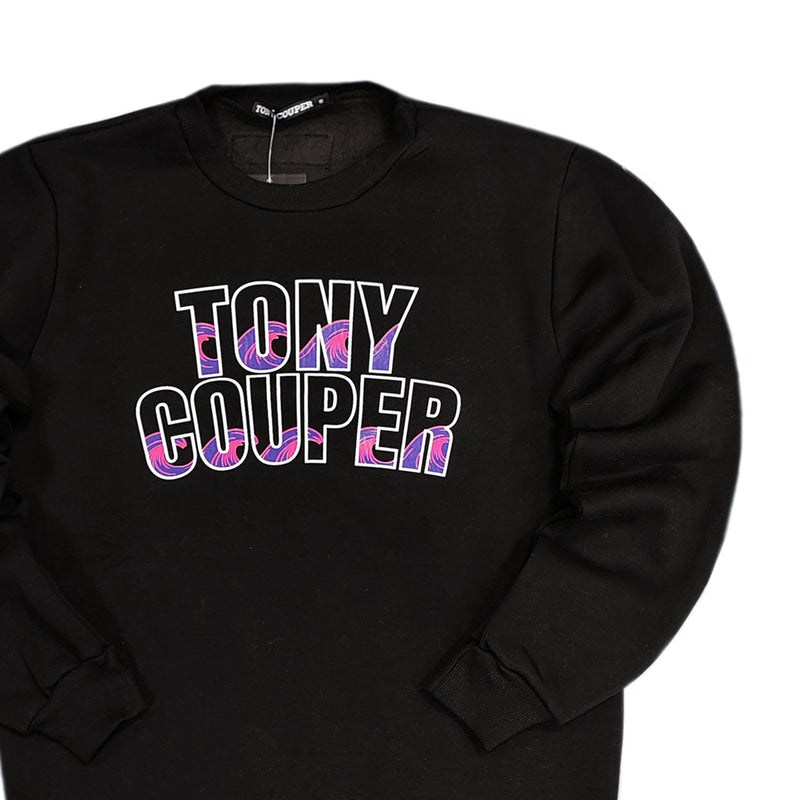 Tony couper - S24/10 - waves crewneck - black