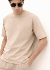 Ανδρική κοντομάνικη μπλούζα Close Society-S25-10-simple oversized light brown