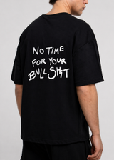 Ανδρική κοντομάνικη μπλούζα Close society - S25-104 - no time for your bullshit oversized-μαύρο