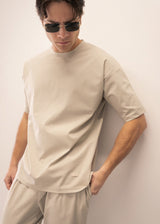 Ανδρική κοντομάνικη μπλούζα Close Society - S25-10 - simple oversized μπεζ